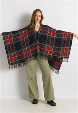 Loved Maje Checked Poncho Scarf in Multicolor Scarf 7490