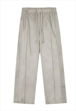 Velvet feel joggers velour trousers skater pants in grey