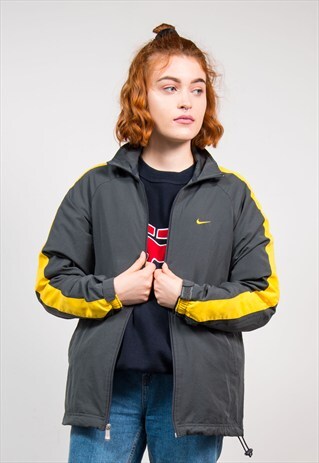 VINTAGE 90'S GREY NIKE TRACKSUIT JACKET TOP