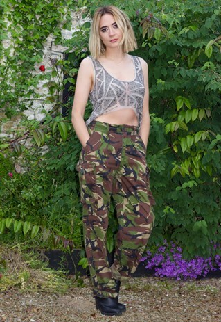 VINTAGE HIGH WAIST ARMY COMBAT TROUSERS