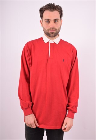 POLO RALPH LAUREN MENS VINTAGE POLO SHIRT MEDIUM RED 90'S