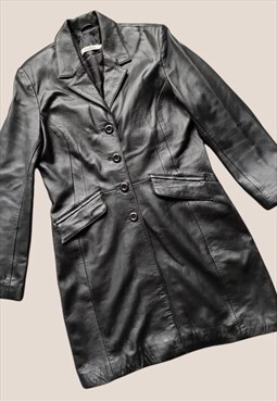 Vintage black leather Y2K matrix jacket