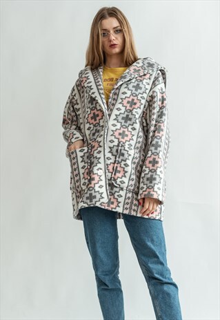 VINTAGE 70S BOHO OVERSIZED FLEECE COAT