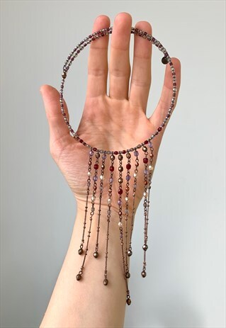 ICONIC AND RARE 90S Y2K LONG BEADED CHOKER NECKLACE