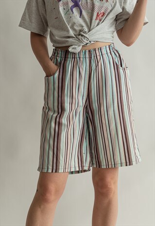 VINTAGE 80S MIDI STRIPE PATTERN SHORTS