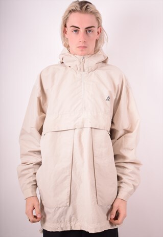 ADIDAS MENS VINTAGE PULLOVER JACKET XXL BEIGE 90S
