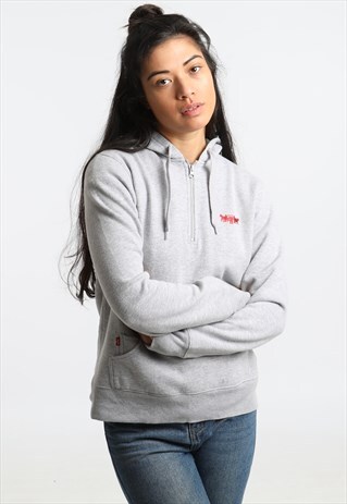 90S LEVIS EMBROIDERED 1/4 ZIP HOODIE