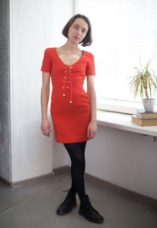 VINTAGE 80'S MINI RED SHORT SLEEVED DRESS