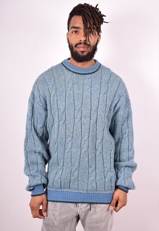ROBE DI KAPPA MENS VINTAGE JUMPER SWEATER LARGE BLUE 90S