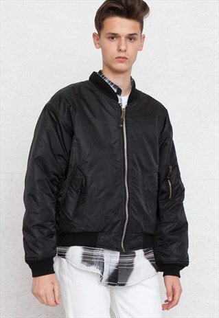VINTAGE BLACK ORANGE DOUBLE SIDE BOMBER JACKET