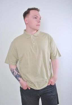 Vintage beige short sleeve minimalist polo shirt 