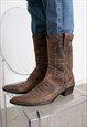 VINTAGE 80S COWBOY BOOTS BROWN LEATHER