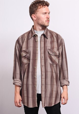 VINTAGE CORDUROY CORD STRIPED SHIRT