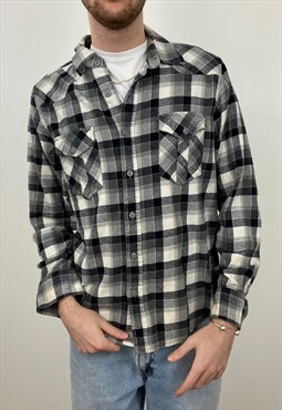 Vintage chequered black and white flannel shirt