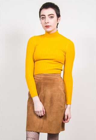 VINTAGE 90'S BROWN SUEDE HIGH WAIST PENCIL SKIRT
