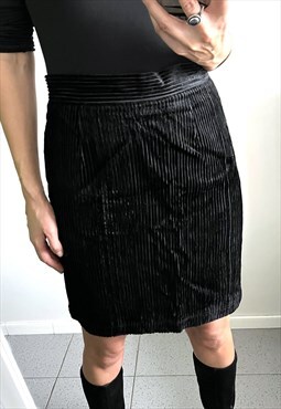 Black Cord Pencil Skirt 