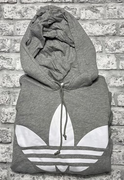 Grey Adidas Spell Out Logo Hoodie