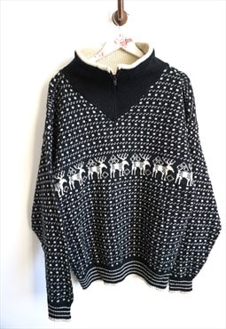 Vintage Norwegian Sweater Jumper Cardigan Wool Pullover