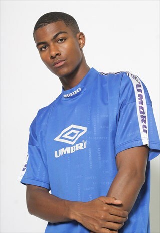 VINTAGE UMBRO TAPE LOGO BLUE T SHIRT