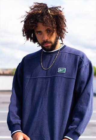 VINTAGE 90'S REEBOK SWEATSHIRT IN NAVY AND WHITE