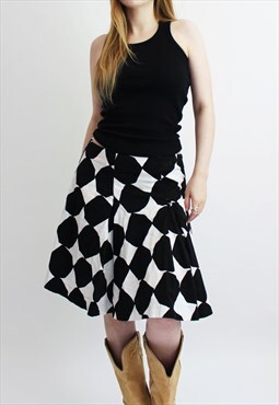 Vintage Y2K Black & White Patterned Miss Sixty Midi Skirt