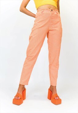 Jungleclub Gingham Trousers In Orange