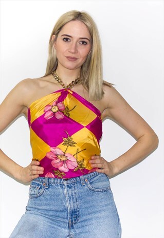 VINTAGE 90'S GOLD CHAIN HALTER TOP