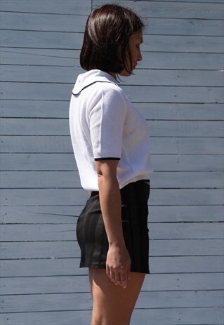 ECSTASY 90S STOCK BLACK STRIPED STRETCH MINI SKIRT.