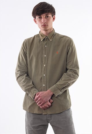 VINTAGE POLO RALPH LAUREN 90S BEIGE CORDUROY LONG SLEEVE