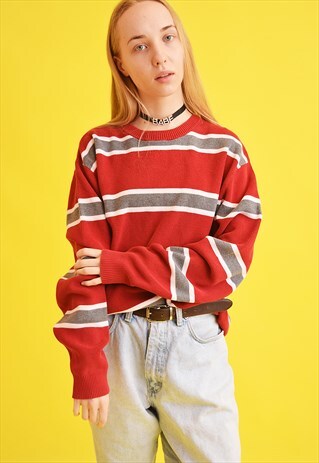 90'S RETRO PIERRE CARDIN KNITTED OVERSIZED DADS JUMPER TOP