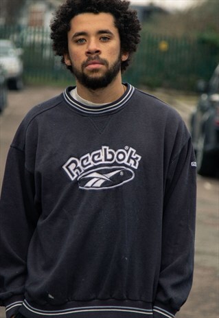 VINTAGE REEBOK SWEATSHIRT IN A DARK GREY AND WHITE