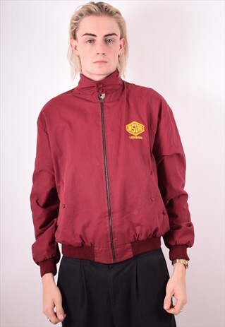 LONSDALE MENS VINTAGE HARRINGTON JACKET MEDIUM MAROON 90S