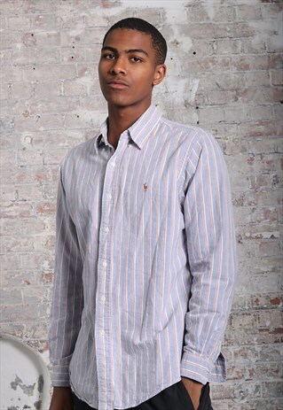 VINTAGE POLO RALPH LAUREN STRIPED SHIRT BLUE