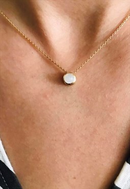 Round -gold over sterling silver 5mm moonstone necklace 