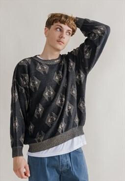 Vintage 90s Carlo Colucci Abstract Pattern Roundneck Jumper