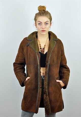 VINTAGE 1970'S BROWN SHEEPSKIN SHEARLING JACKET