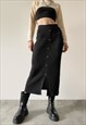 VINTAGE GREY RIBBED MAXI SKIRT