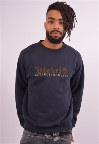 TIMBERLAND VINTAGE SWEATSHIRT JUMPER LARGE NAVY BLUE 90S