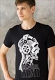 DRUM AND BASS HEAD T SHIRT METAL ROBOT JUNGLIST MEN'S DJ TEE
