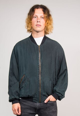 BLACK 90'S VINTAGE SILK BOMBER JACKET
