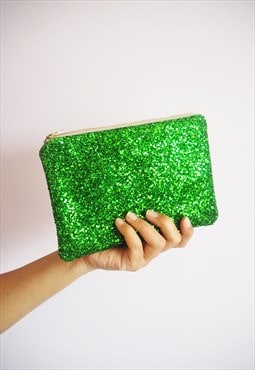 Sparkly Emerald Green Makeup Bag