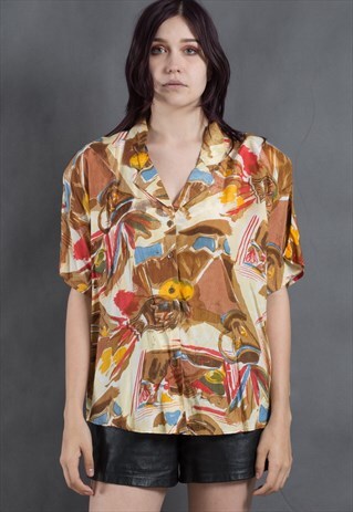 SHORT SLEEVE WOMEN'S BOHO BLOUSE
