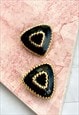 80s Black & Gold Triangle Glam Party Earrings