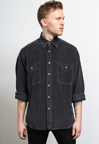 VINTAGE CORDUROY CORD SHIRT BLACK