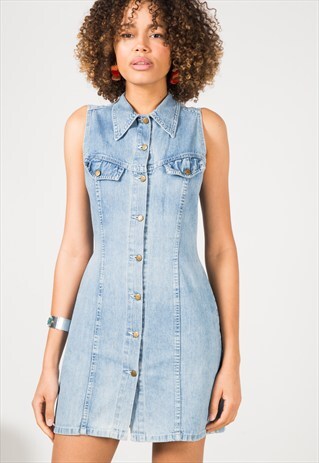 VINTAGE 80S BUTTONED DENIM DRESS / S3564