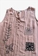 VINTAGE 80S WOMEN'S ABSTRACT FLORAL PRINT PINK TOP