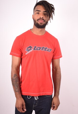 LOTTO MENS VINTAGE T-SHIRT TOP LARGE RED 90S