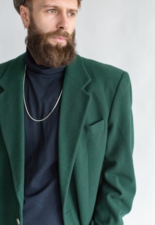 VINTAGE 70S BOHO CLASSIC WOOL BLAZER IN GREEN