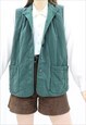 90S VINTAGE GREEN QUILTED GILET JACKET (SIZE M)