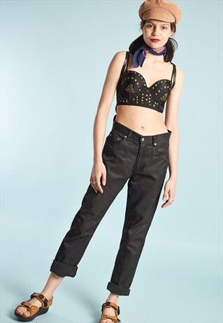 Y2K REGULAR WAIST WET LOOKING PARIS CHIC TROUSERS